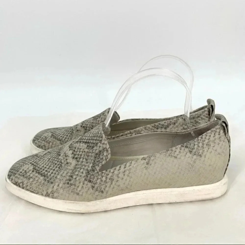 Franco Sarto flats size 8.5 38.5 Boston cream gray snakeskin print faux leather - Picture 7 of 12
